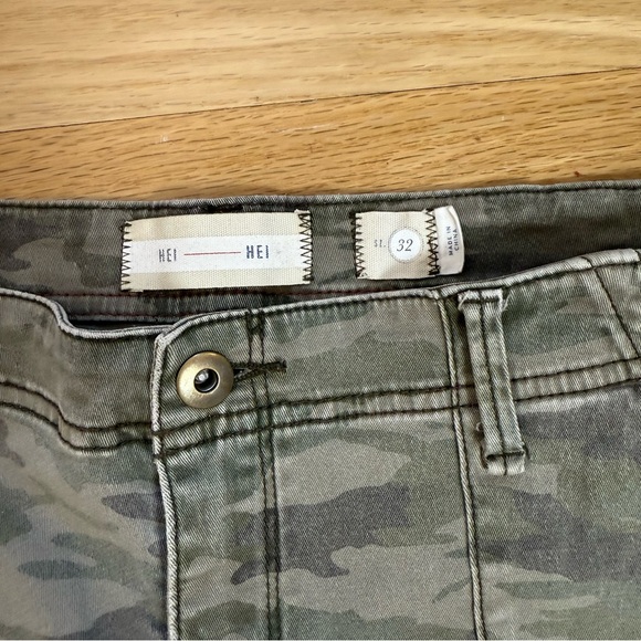 Anthropologie HEI HEI Camouflage Straight Leg Cotton Twill Cargo Pants 32 - Picture 8 of 12